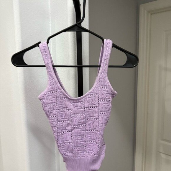 Balmain Purple Knit Pattern Bodysuit Size 34 Crochet Designer - Picture 4 of 7